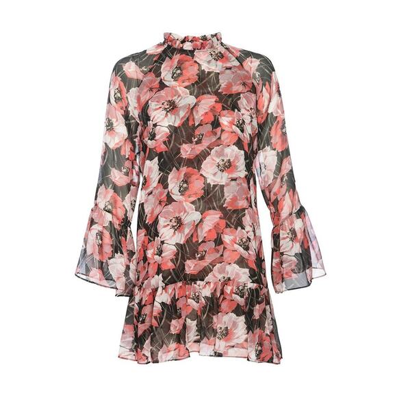 Misa Los Angeles Blythe Dress Floral Pink Black Chiffon - Picture 5 of 8